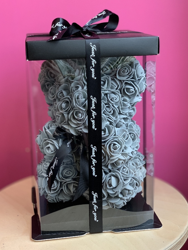 Forever Flower Bear Grey - buy online or call 01761 433241